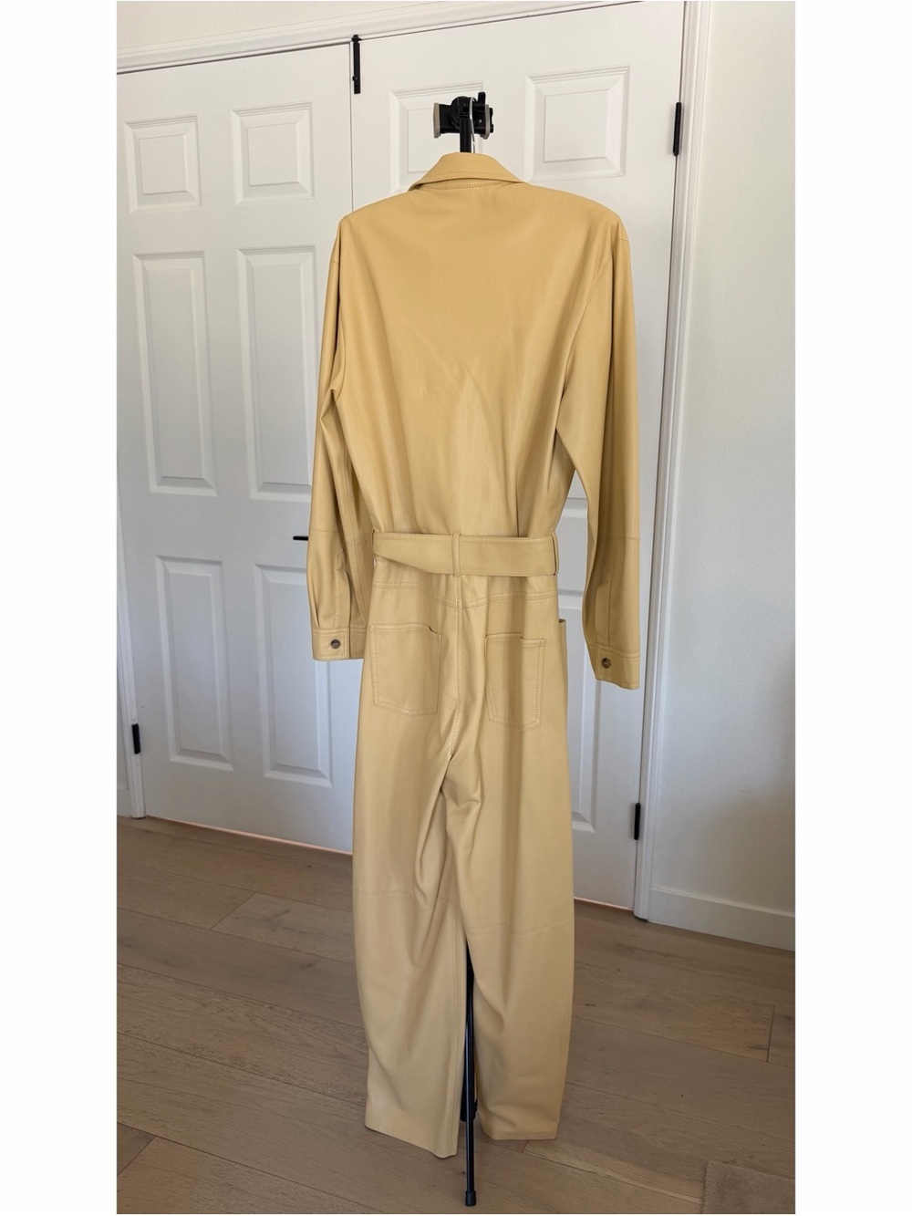 Nanushka Ashton vegan leather jumpsuit in butter yellow, size S, NWT - Picture 3 of 10